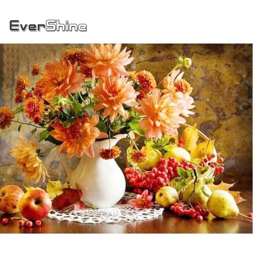 EverShine 5D Diamond Mosaic Flowers Cross Stitch Diamond Painting Full Square Rhinestones Diamond Embroidery Bead Picture Kits