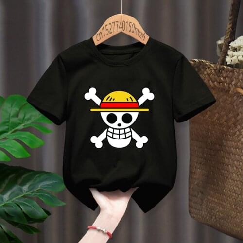 Anime One Piece Funny Baby Girl T-shirts Kid Children Manga Gift Present Clothes Girl Black Harajuku Kawaii Tops,Drop Ship