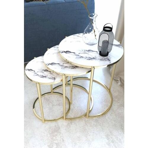 White Marble Pattern Gold Color Zigon Coffee Table wohnzimmertisch طاولة غرفة معيشة столик из стекла