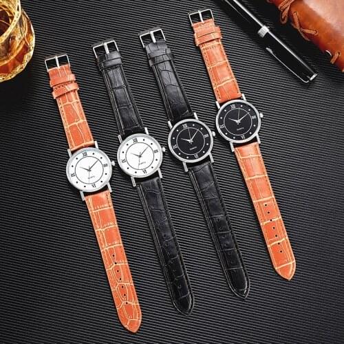 1PC Classic Womens Mens Casual Quartz Leather Band Strap Watch Round Analog Clock Wrist Watches New Business Simple Watches
