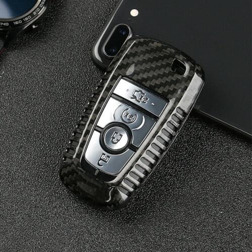 Carbon Fiber Remote Smart Key Case Cover For 2018 Ford Explorer EDGE Mustang