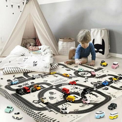 Kids Play Mat City Road Buildings Parking Map Pad Game Educational Toys Toddler Children AN88