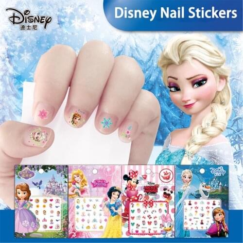 Disney Cartoon Frozen Princess Pooh Bear Snow White Makeup Nail Stickers Minnie Mickey Mermaid Stitch Stickers Toy For Kids