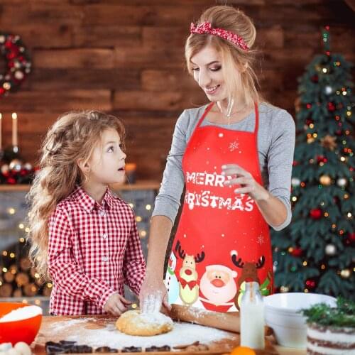 Men Women Christmas Aprons Funny Cartoon Print Adjustable Kitchen Cooking Apron Xmas Aprons