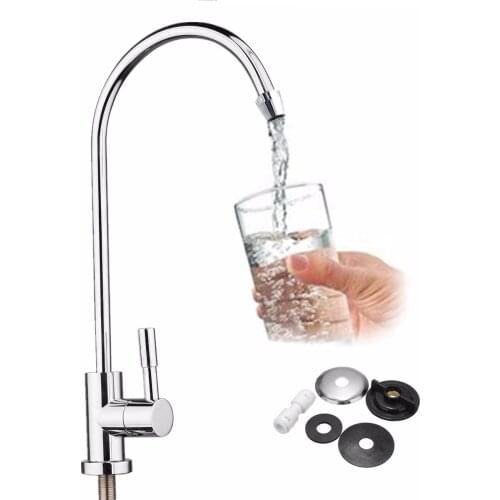 1/4 Inch Water Filter Tap Faucet Connect Hose Reverse Osmosis Filters Parts Purifier Direct Drinking Tap External Chrome Plating