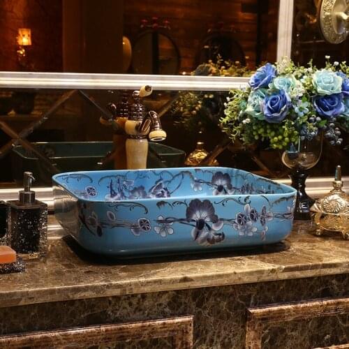 European-style Ceramic Washbasin Art Rectangular Washbasin Household bowl ceramic Wash basin bathroom sink