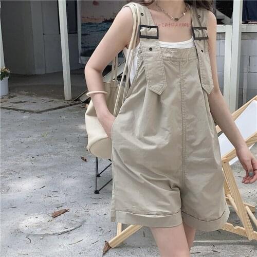 Romper Ladies Solid Student Cute College Style Summer Loose Wide Leg Pants Ulzzang High Waist Series Fashion Clothes Female