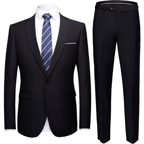 2 Piece Suit (Jacket+Pants) Black Men Wedding Suit Male Blazers Slim Fit Suits for Men Costume Business Formal Party Dress Suit