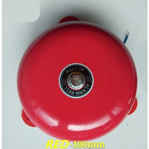 AC 220V 100mm 4 inch /150mm 6inch Dia Schools Fire Alarm Round Shape Electric Bell Red