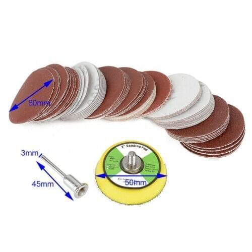 Set Sanding Papers 60pcs Polishing Pads Sandpaper Discs 1pcs 50mm Sanding Sander Backing Pad 1pcs Mandrel