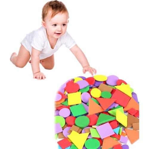 1-3CM 150PCS/Bag Geometric Kindergarten Self-adhesive Sticker, EVA DIY Sponge Patch Pattern Color Stickers