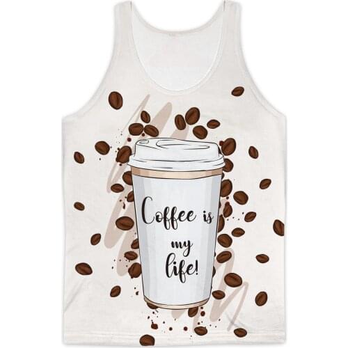 REAL American SIZE Coffee is Life fashion 3D Sublimation Print Tank top - plus size 4XL 5xl 6XL