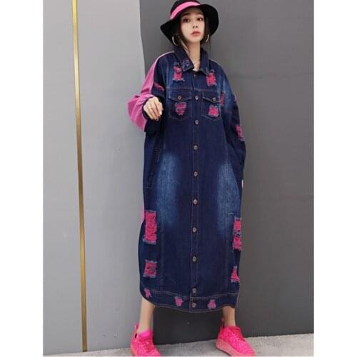 2021 Spring Autumn New Fashion Windbreaker Korean Denim Jacket Womens Single-Breasted Jeans Coat Street Outerwear Female