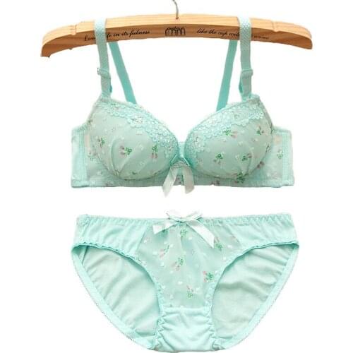 New Lace After Three Rows of Buckles Girls Bra Set Adjustable Gather Sexy Young Girl Student Underwear for12-16year Children