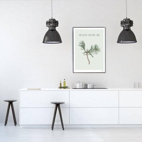 Obligatory Christmas Poster, Fir Tree Canvas Painting,Scandinavian Wall Picture, Gift Advent Winter,Green Leaves Decore