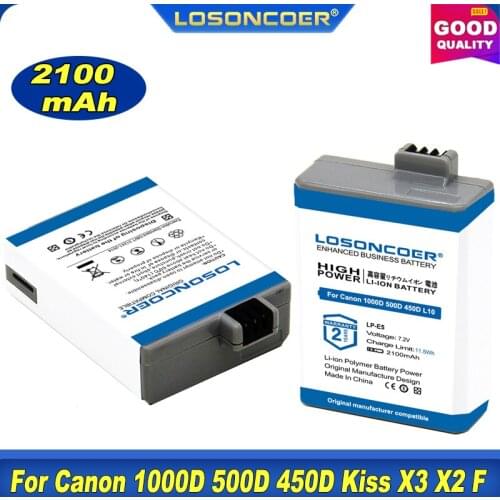 Original LOSONCOER 2100mAh LP-E5 For Canon EOS EOS Rebel XS, Rebel T1i, Rebel XSi, 1000D, 500D,450D, L10 Camera Battery Kiss X2