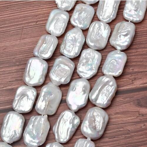 Baroque Pearl Necklace Square White Freshwater Cultured Pearl Necklace Jewelry Diy Making 14x20mm