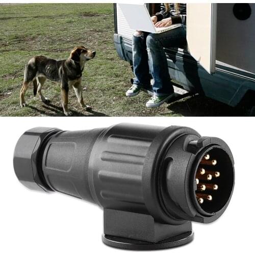 12V 13 Pin Electric Trailer Caravan Plug Car-Styling Plastic 13 Pole Wiring Connector Adapter Black Trailer Plug Connector