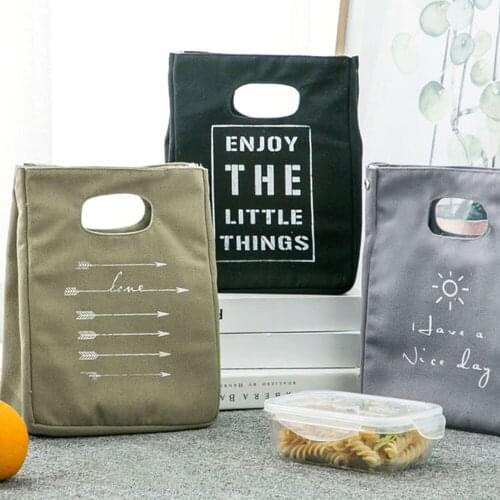 Simple Canvas Lunch Bag for Work School Picnic Portable Lunch Box Organizer Pouch Environmentally Beverage Storage Bag
