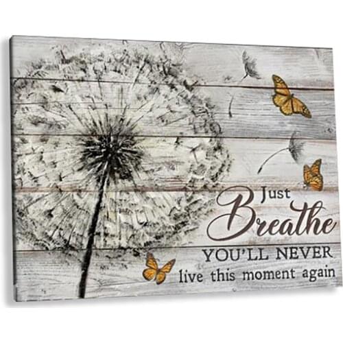 Just Breathe Painting White Wood Texture Dandelion Canvas Wall Arts Decor Pictures Rustic Country Room Posters Prints Decoration