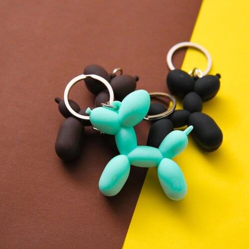 DIY Pendant Korean Style Stereo Keychain Cartoon Keyring 1Pcs Balloon Dog Nice Gift Soft Rubber PVC Car Interior 3Color 5.5*4CM