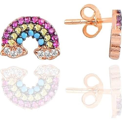 Willowy 925silver Rose Rainbow Earrings