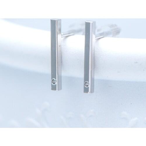 10pcs Silver tone Bar Ear Posts, Rhodium plated Brass, Stud Earring Components (GB-645)