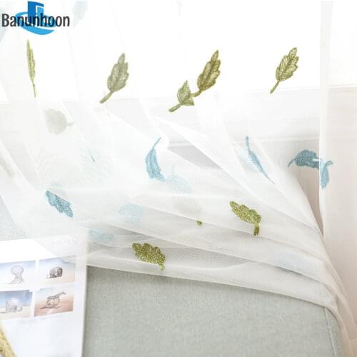 Curtains Pastoral Style Fresh Leaves Embroidery Sheer For Living Room Screen Tulle For Bedroom Simple Yarn Window Custom