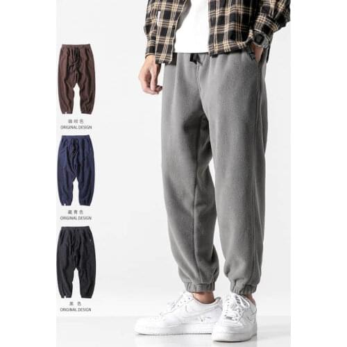Sweatpants men Korean version trend plus fleece guard pants fleece harem pants casual warm trousers loose autumn winter women