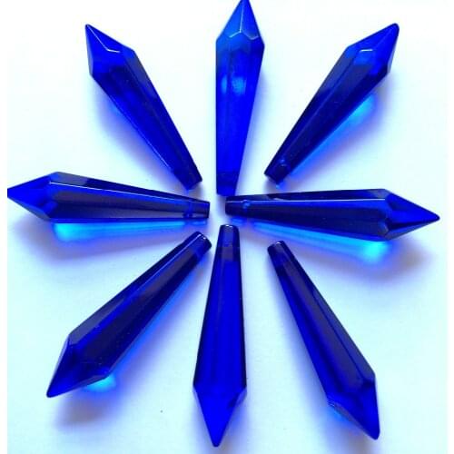 Sparkle 100PCS 55mm Faceted Blue Crystal Glass Chandelier Trimming Prisms for garland Pendant Wedding party venue decoration