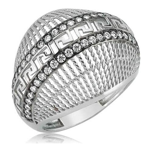 Tevuli 925 Sterling Silver Double Row Cubic Zirconia Women Ring