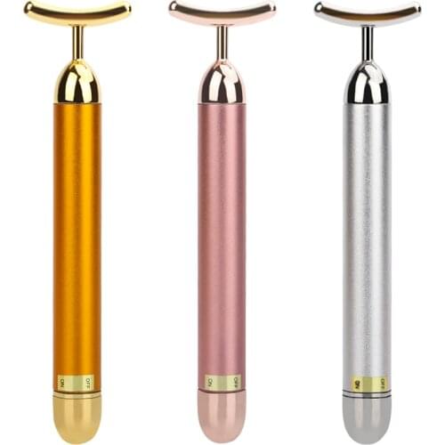 U-Shape 24k Gold Facial Beauty Massage Bar Energy Vibration Face Slimming Stick Anti Aging Face Lifting Beauty Care Massage Tool