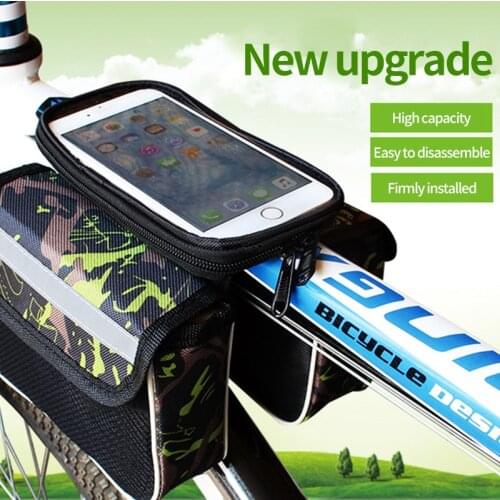 Bike Upper Tube Bag Waterproof Storage Bag Touch Screen Mobile Phone Reflective Bag 5.5Inch Mobile Phone Bag Bicycle Accessories
