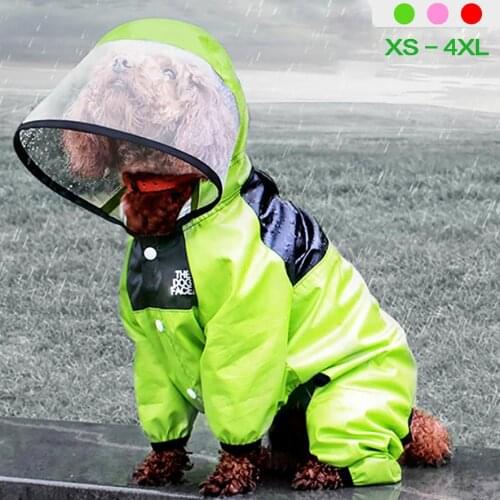 Waterproof Pet Dog Raincoat The Dog Face Pet Clothes Jumpsuit Jacket Dogs Water Resistant Clothes for Chihuahua Dogs Pet Coat