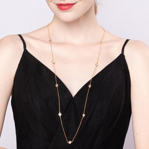 925 Sterling Silver Jewelry 3A Grade CZ Cubic Zirconia Womens Long Chain Station Necklaces Birthday Gifts 6pcs Lots Wholesale