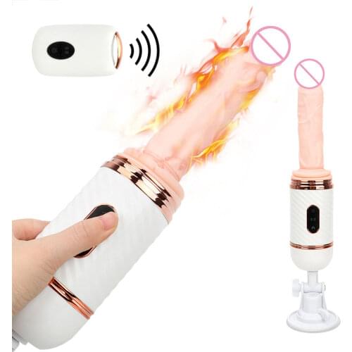 Female Masturbation Sex Products Suction Cup Heated Telescopic Dildo Vibrators Wireless Remote Control Automatic Sex Machine
