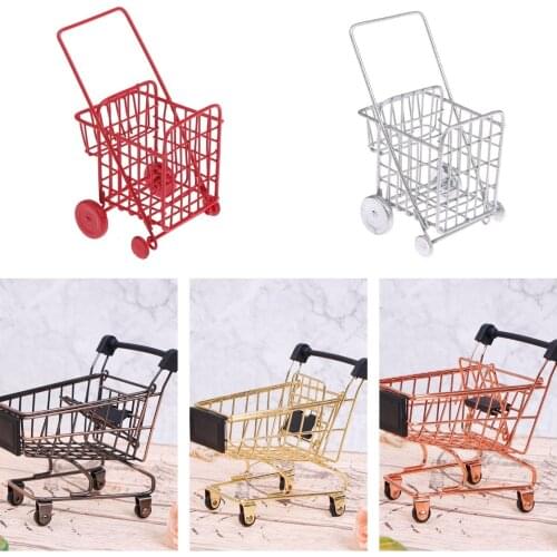 1Pcs Cute Mini 1/12 Miniature Dollhouse Supermarket Shopping Cart Trolley Play Doll Food Drink Accessories Toy