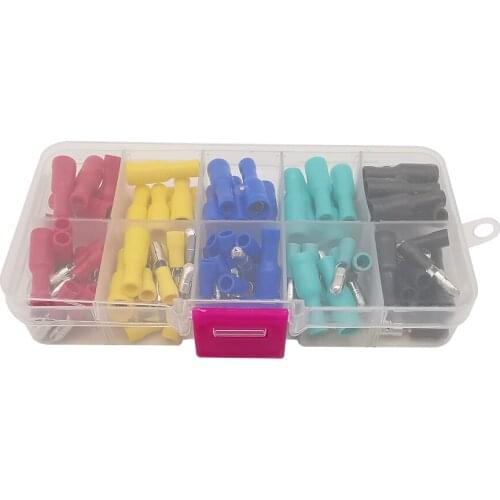 100Pcs Bullet Insulated Terminals Crimp Plug Male Female Plug-in Terminal Electric Wire Connector Kit FRD MPD 1.25-156