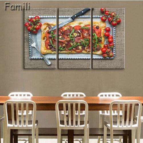 3pcs Kitchen Food Pizza With Colorful Vegetables Wall Art Painting The Picture Print On Canvas Food Pictures For Home Decor Deco