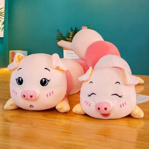 60-130cm Cartoon Pig Plush Toys Kawaii Baby Dolls Soft Stuffed Animal Toys Plush Pillow Christmas Gift Decor Present for Kids