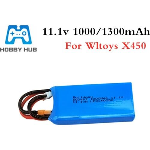3S 11.1v 1000mAh 1300mAh Lipo Battery for XK X450 FPV RC Drone Spare Parts 11.1 v Rechargeable Lipo Battery XT30