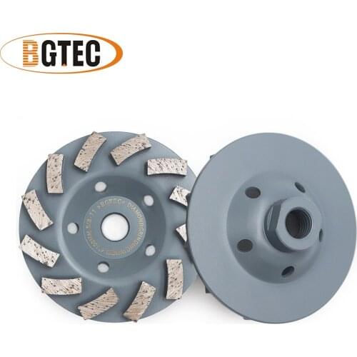 BGTEC 2pcs 4inch Diamond Turbo Row Grinding Cup Wheel 100mm Grinding discs for concrete, Masonry, construction material