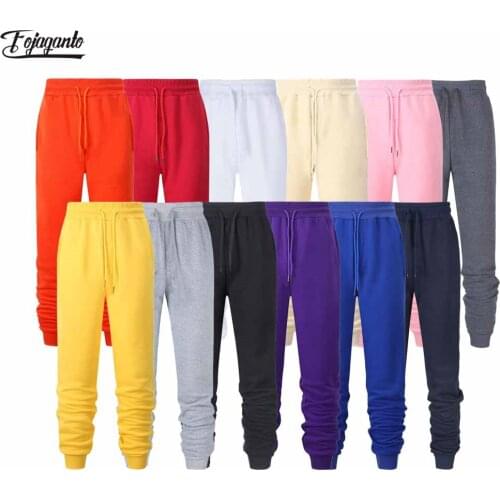 FOJAGANTO Solid Color Casual Pants Men Spring Summer New Mens Drawstring Ankle-Length Pants Trend Brand Sweatpants Male