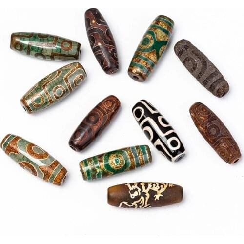 2pcs Prayer Mala Tibetan Mystical Dzi Green Eyes Oval Beads For DIY Bracelet Necklace Charms Findings Jewelry Making