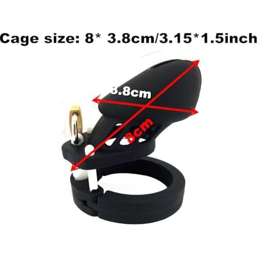 CB6000 CB6000S Black Male Silicone Chastity Device Penis Lock Cock Cage + Brass Lock Adult Sex Toy for Men Chastity Belt G7-2-6