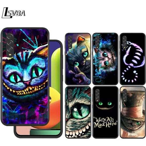 Wonderland Cat for Samsung Galaxy A90 A80 A70 A60 A50 A40 M30 A20E A2Core A10S A10E Silicon Soft Black Phone Case