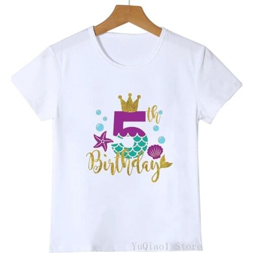 Kids Happy Birthday Number 1-10 Letter Print T Shirt Girls Birthday Gift Lovely Graphic Number T-Shirt Baby Toddler Teen Clothes