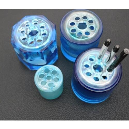 Crystal Epoxy Pen Holder Cover Mirror Handmade Large Octagon Resin Pen holder lid mould