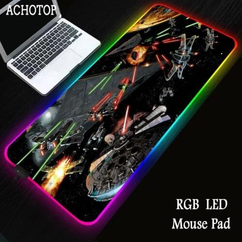 Wars Space Moon Gaming Mouse Pad RGB Large Mouse Pad Gamer Big Mouse Mat Computer Mousepad Led Backlight XXL Keyboard Desk Mat