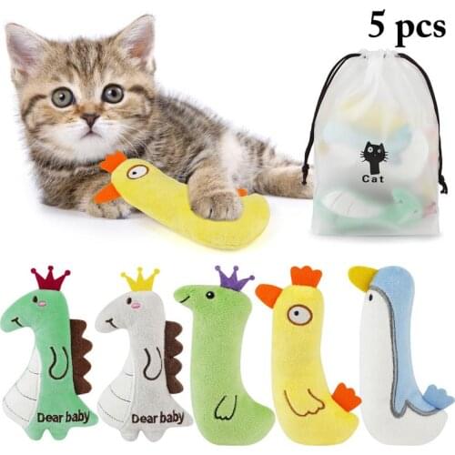5Pcs Catnip Cat Toys Interactive Plush Cartoon Cat Toys Chewing Toys For Kitten Cat Toys Pet Supplies Pet Accessories